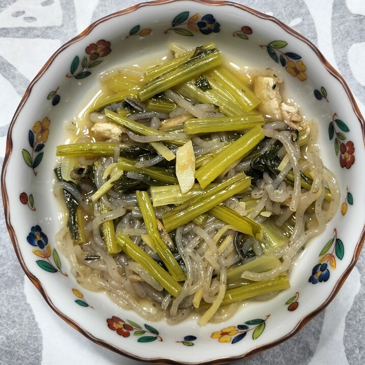 蕪の葉と糸コンニャクの炒め煮